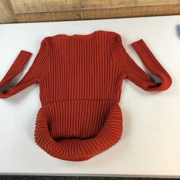 Sundance Sweater Red Orange V Neck Ribbed Knit Organic Cotton Blend Women’s XXL - Picture 15 of 16